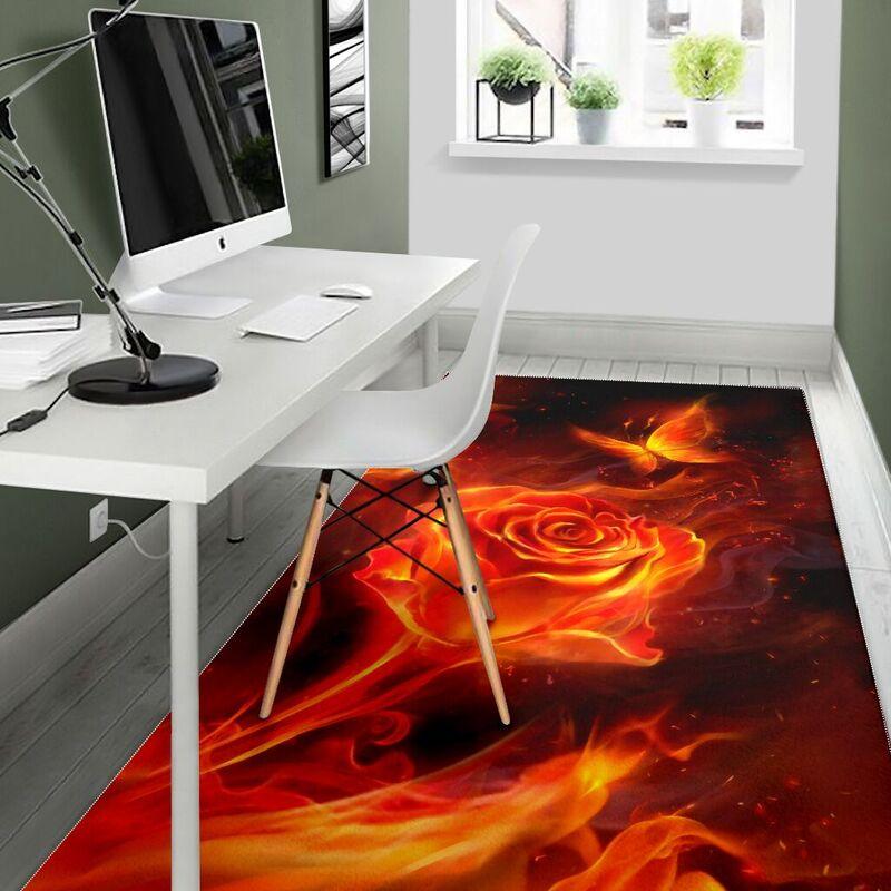 Fiery rose and butterfly rug - large