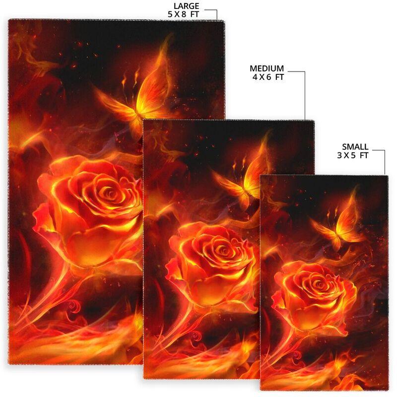 Fiery rose and butterfly rug - original