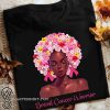 Floral black woman breast cancer warrior shirt