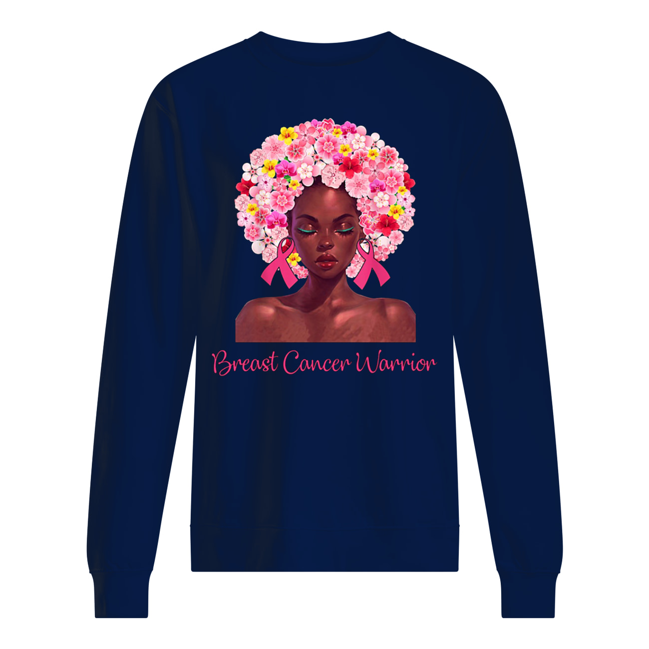 Floral black woman breast cancer warrior sweatshirt