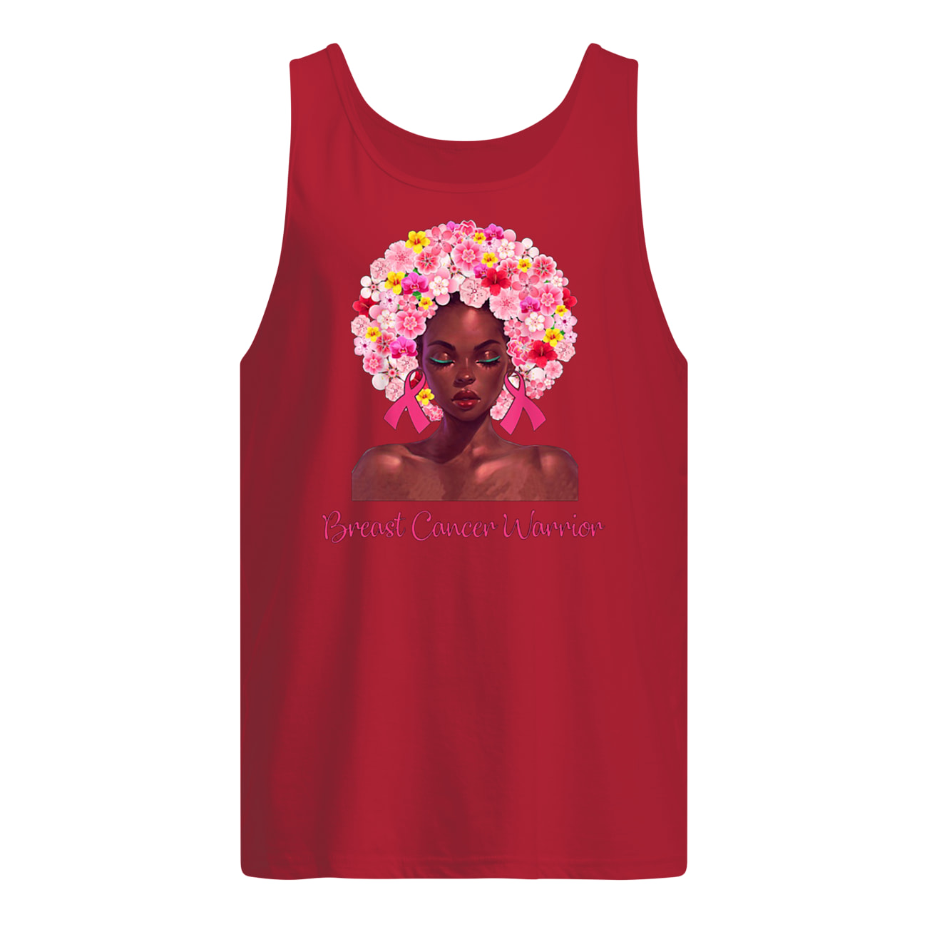 Floral black woman breast cancer warrior tank top