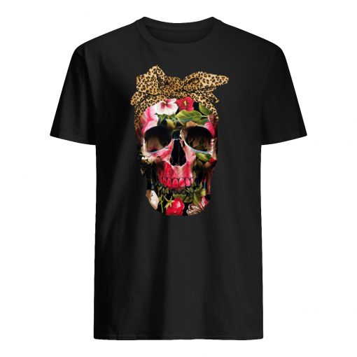 Floral skull leopard mens shirt