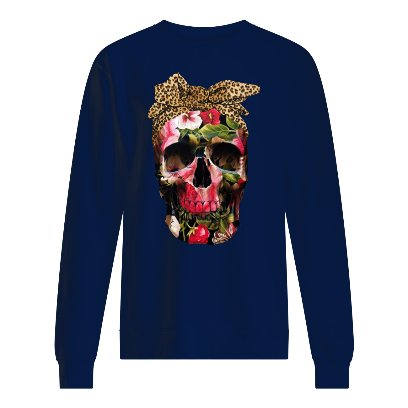 Floral skull leopard sweatshirt
