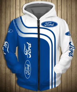Ford car logo 3d all over printed zip hoodie