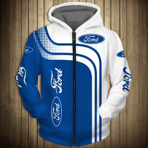 Ford car logo 3d all over printed zip hoodie