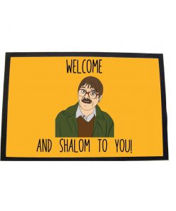 Friday night dinner welome and shalom to you door mat - orange