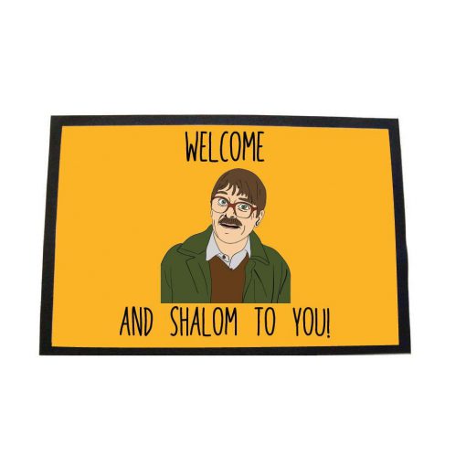 Friday night dinner welome and shalom to you door mat - orange