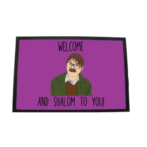 Friday night dinner welome and shalom to you door mat - pink