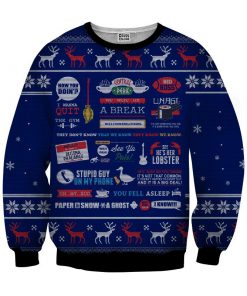Friends tv show full quotes 3d ugly sweater - navy - original