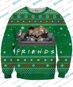 Friends tv show harry potter ugly christmas sweater - green
