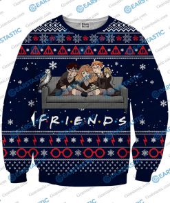 Friends tv show harry potter ugly christmas sweater - navy