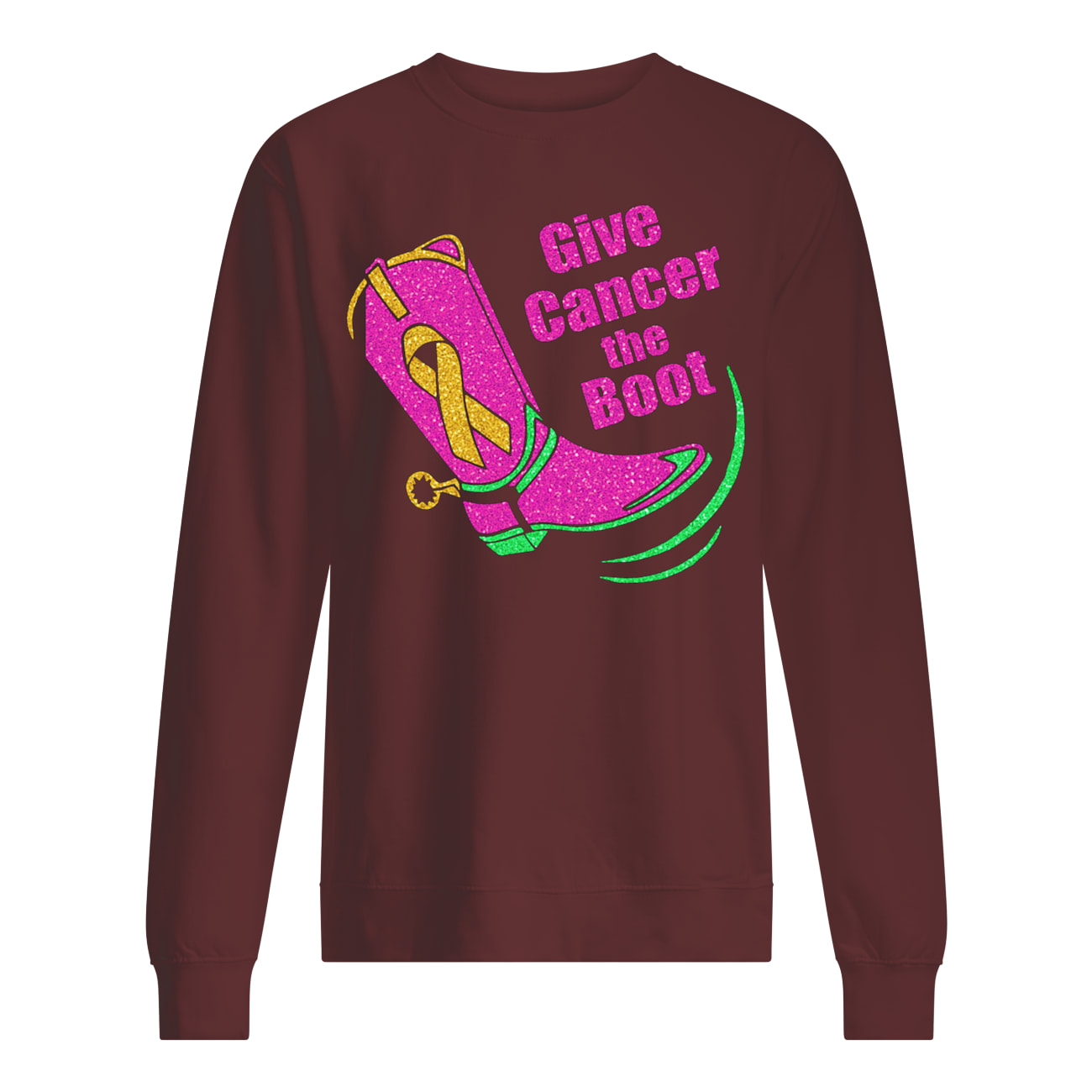 Give cancer the boot breast cancer awareness sweatshirt