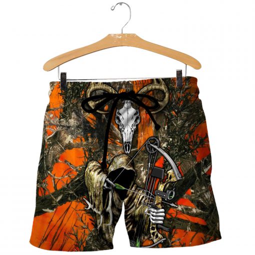 Grim reaper bow hunter camo 3d all over printed shorts