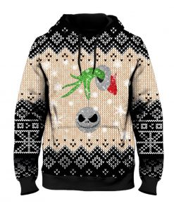 Grinch hand with ornament jack ugly christmas all over print hoodie - maria