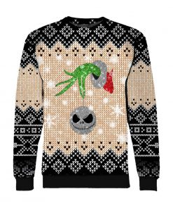 Grinch hand with ornament jack ugly christmas all over print sweatshirt