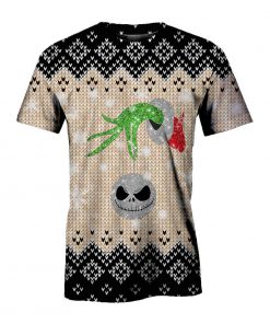 Grinch hand with ornament jack ugly christmas all over print tshirt