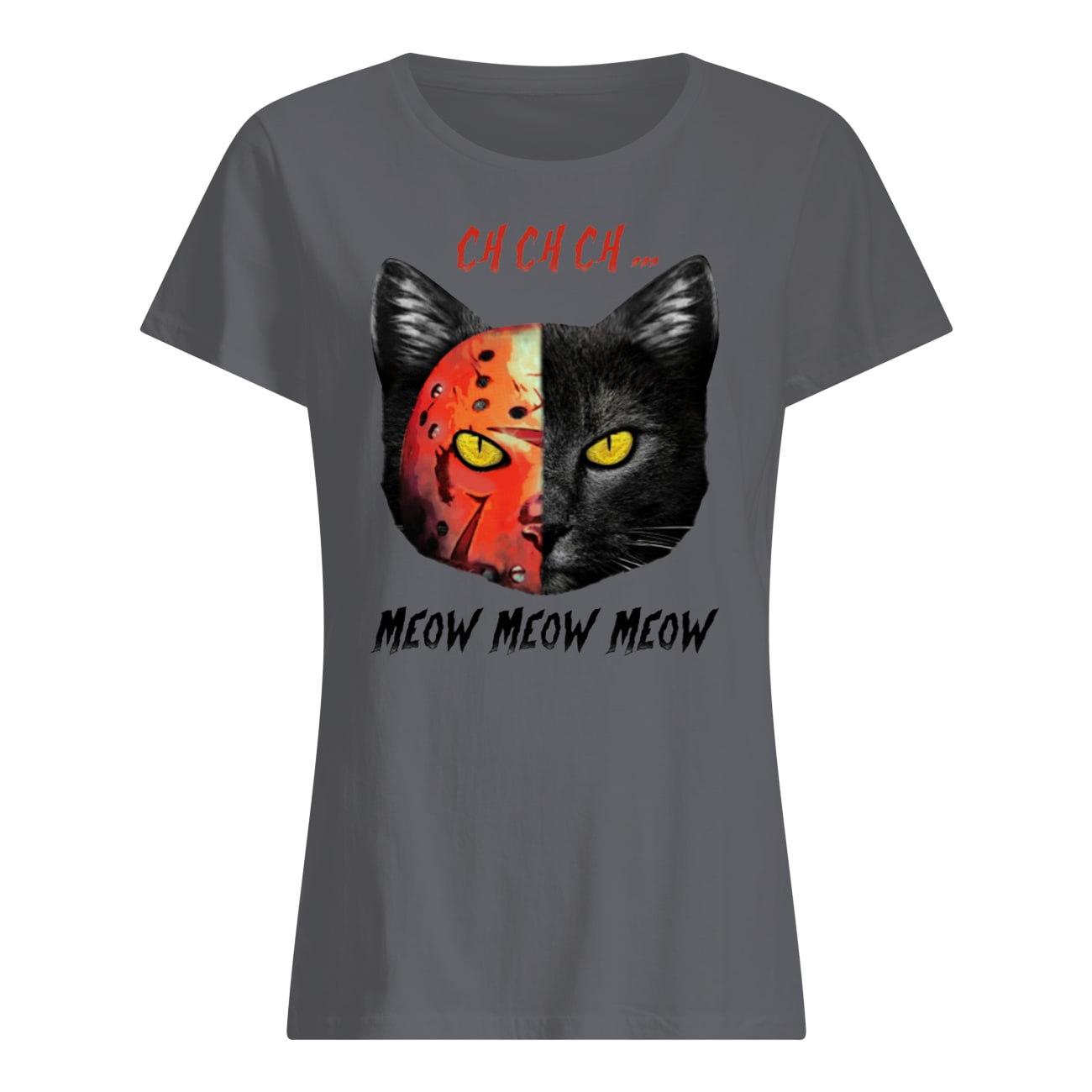 Halloween cat cosplay jason voorhees womens shirt