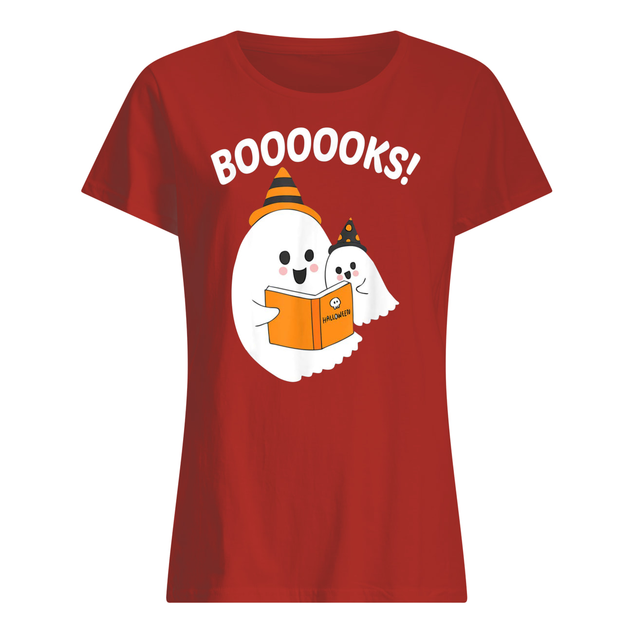 Halloween ghost booooooks boo read books womens shirt