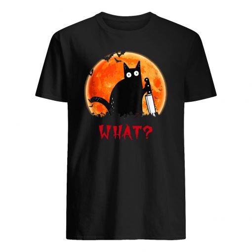 Halloween murderous cat with knife mens shirt