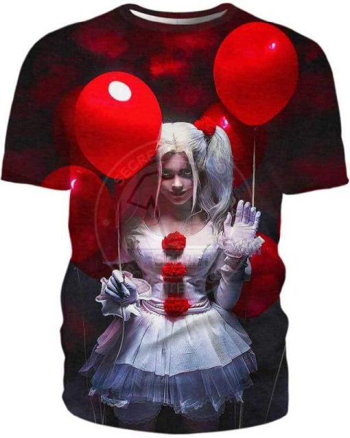 Halloween pennywise the sexy clown girl 3d t-shirt