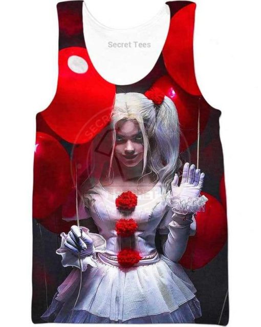 Halloween pennywise the sexy clown girl 3d tank top