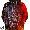 Halloween predator skull on fire 3d hoodie