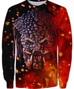 Halloween predator skull on fire 3d sweatshirt