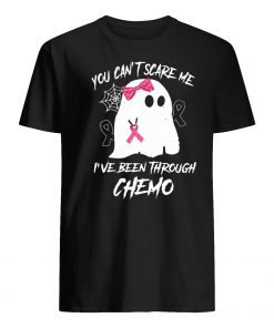 Halloween you can't scare me I've been through chemo breast cancer awareness mens shirt