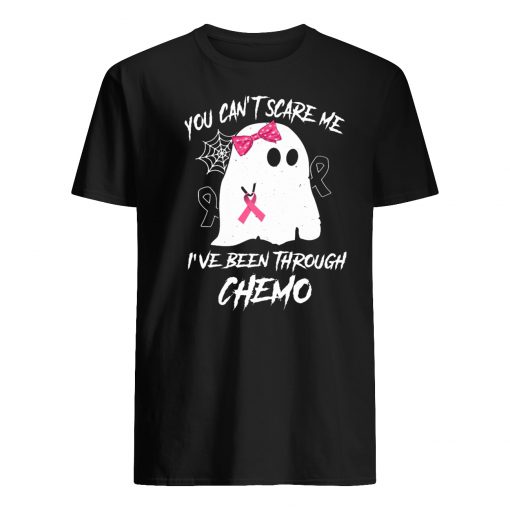 Halloween you can't scare me I've been through chemo breast cancer awareness mens shirt