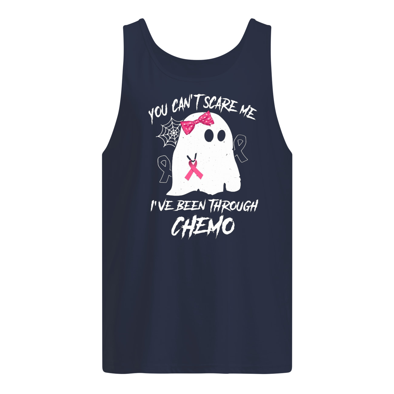 Halloween you can't scare me I've been through chemo breast cancer awareness tank top