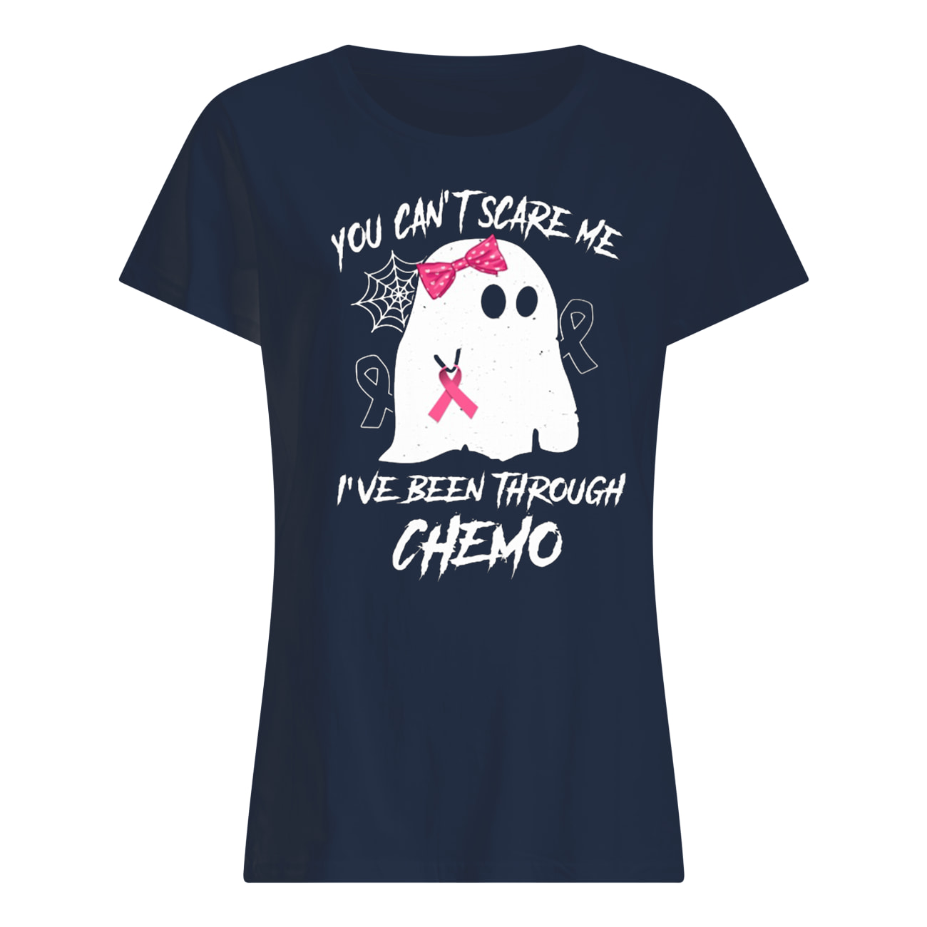 Halloween you can't scare me I've been through chemo breast cancer awareness womens shirt