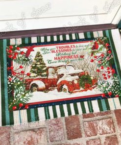 Happiness come through your door red truck christmas doormat 2
