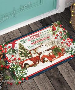 Happiness come through your door red truck christmas doormat
