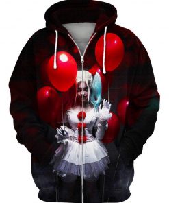 Harley quinn halloween 3d zip hoodie