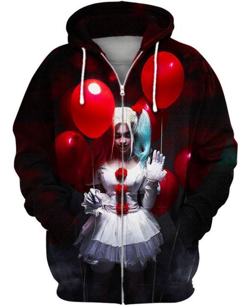 Harley quinn halloween 3d zip hoodie