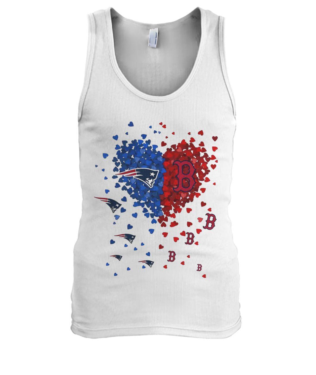 Heart love new england patriots and boston red sox tank top