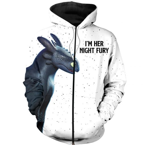 How to train you dragon I'm her night fury 3d zipped hoodie