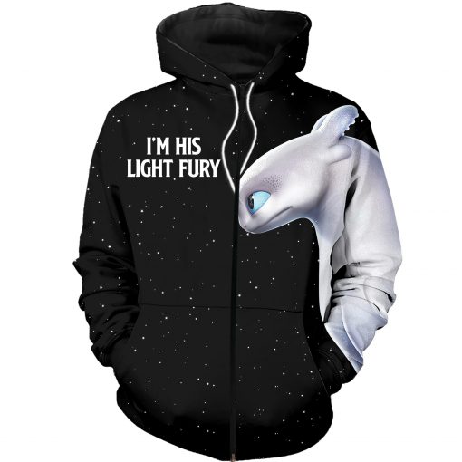 How to train your dragon light fury 3d zipped hoodie