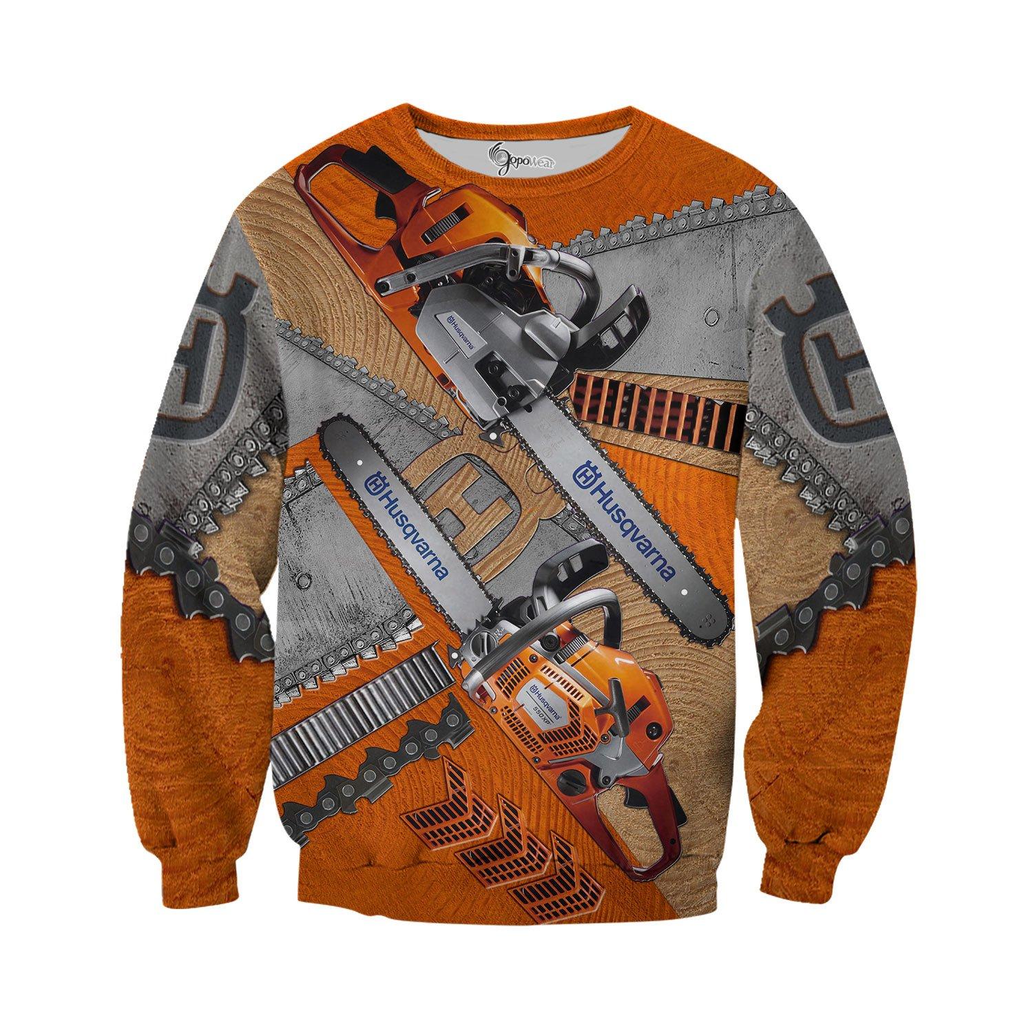 Husqvarna chainsaw 3d all over printed long-sleeved shirt