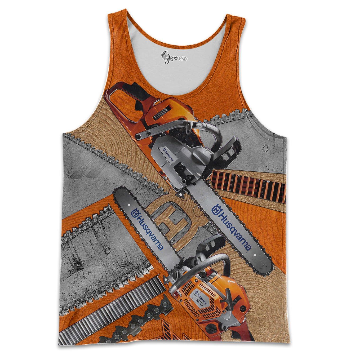 Husqvarna chainsaw 3d all over printed tank top