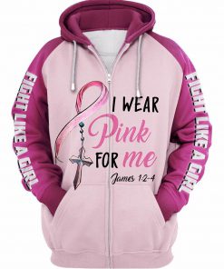 I wear pink for me breast cancer awareness 3d zipup hoodie
