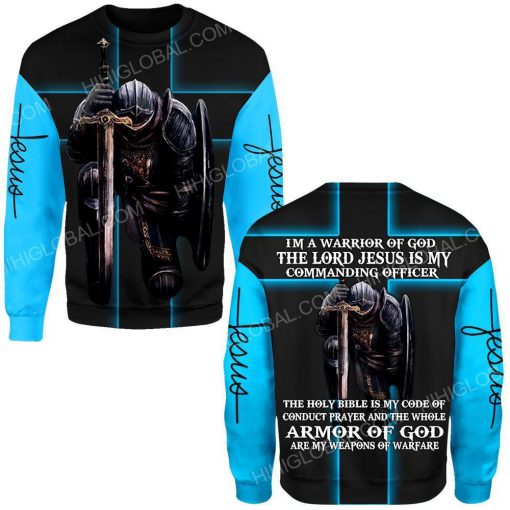I'm a warrior of God the lord Jesus is my commanding officer all over printed long sleeves