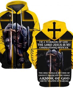 I'm a warrior of God the lord Jesus is my commanding officer all over printed zip hoodie