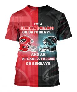 I’m a georgia bulldogs on saturdays and an atlanta falcons on sundays 3d t-shirt