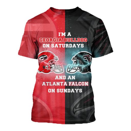 I’m a georgia bulldogs on saturdays and an atlanta falcons on sundays 3d t-shirt