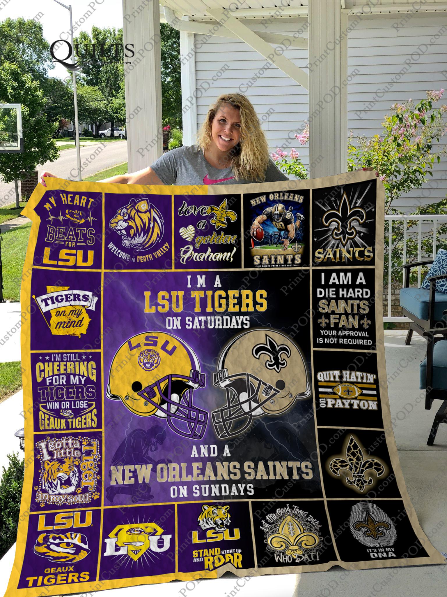 I’m a lsu tigers on saturdays and a new orleans saints on sundays blanket - 2