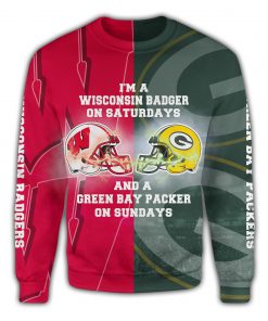 I’m a wisconsin badgers on saturdays and a green bay packers on sundays 3d sweater