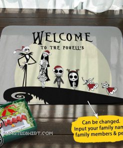 Jack and sally christmas personalized doormat