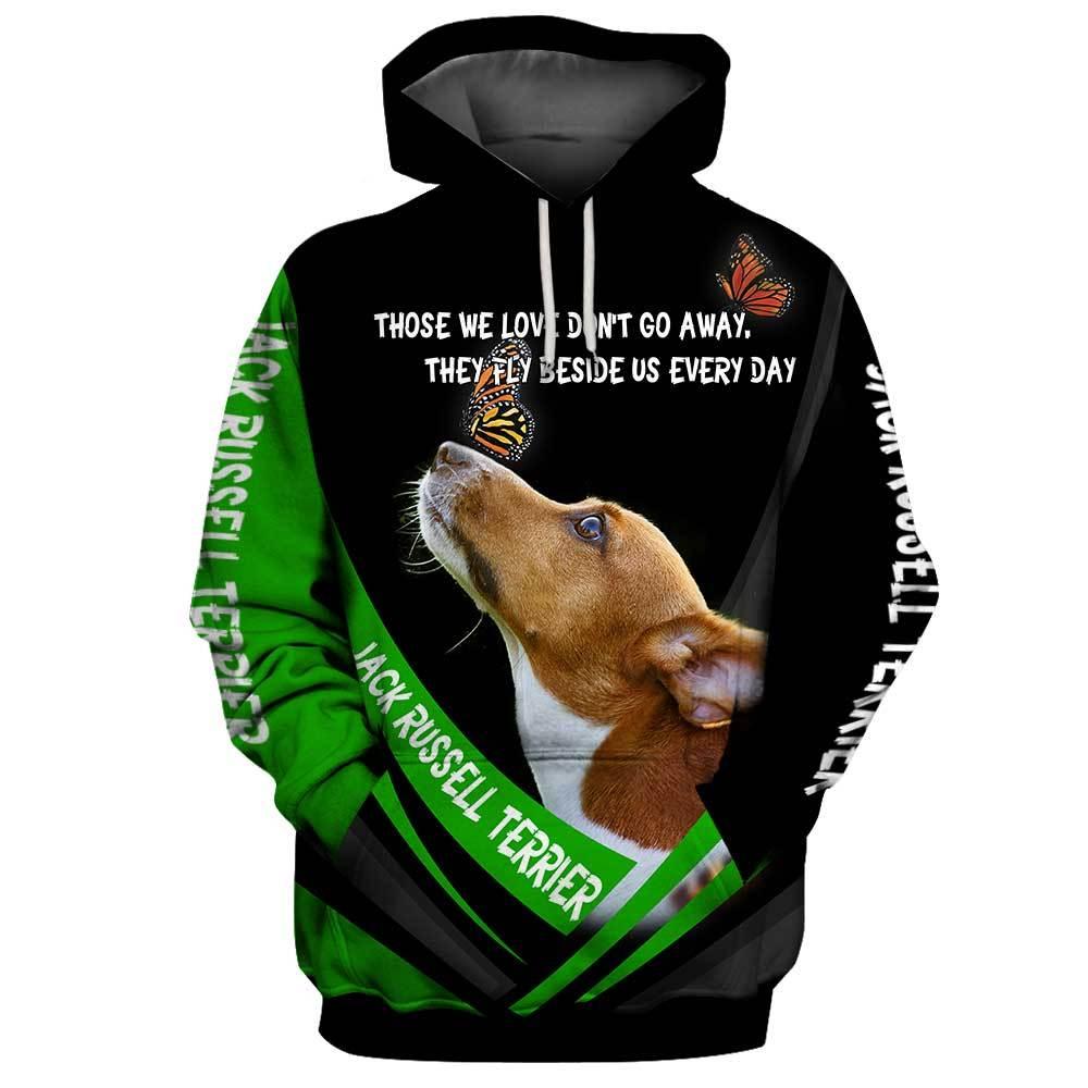 Jack russell terrier those we love didn't go away they fly beside us everyday 3d hoodie - size L