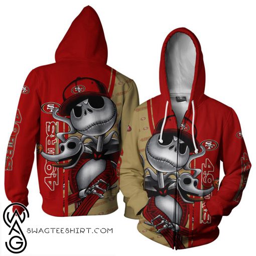 Jack skellington and zero san francisco 49ers 3d hoodie